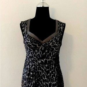 Nanette Lepore Silk Cocktail Dress Leopard Print Sleeveless Gray Black V-Neck 4